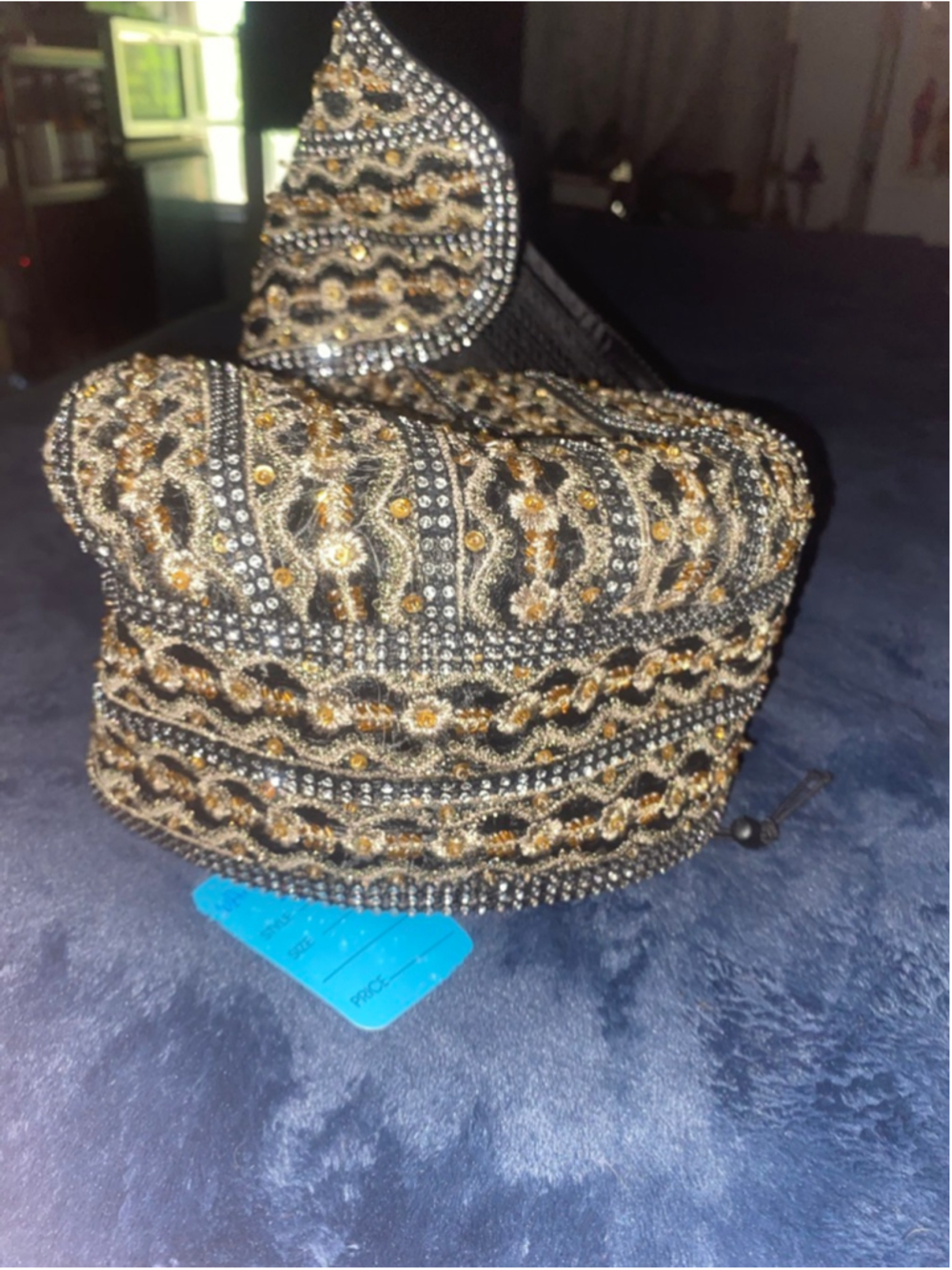 Women's Whittall & Shon Black & Gold Embellished Hat, One Size - Picture 5 of 11
